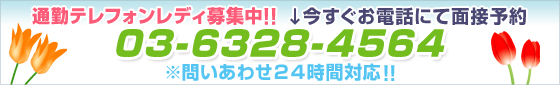 通勤テレフォンレディ募集中! 03-6328-4564